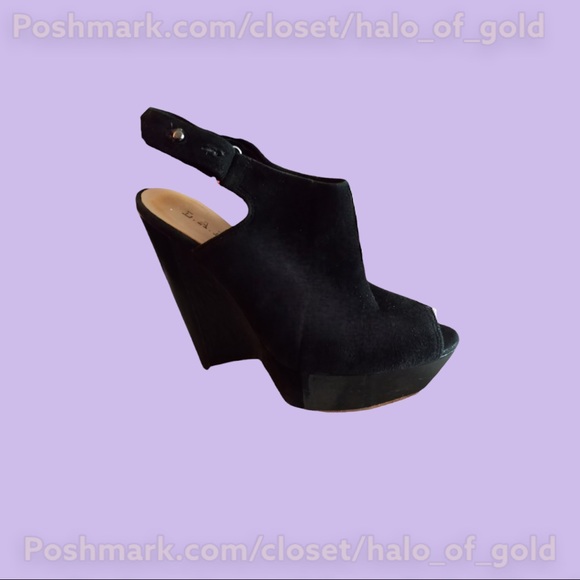 L.A.M.B by Gwen Stefani 🖤Black Suede Platform Wedge 🖤Cone Heel 🖤Size 8.5 - Picture 4 of 13